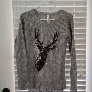Sequined  Holiday Reindeer Sweater
